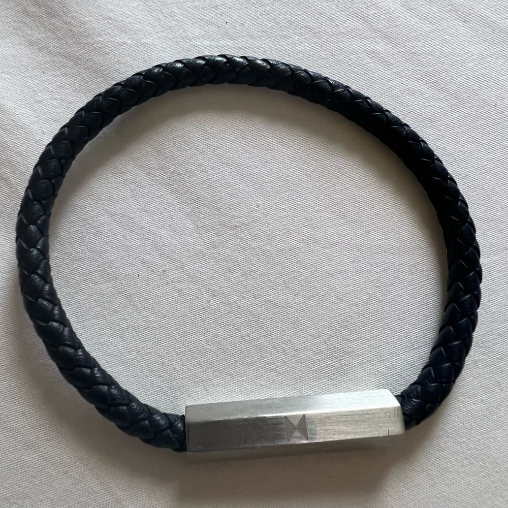 Mens black leather Ferragamo bracelet